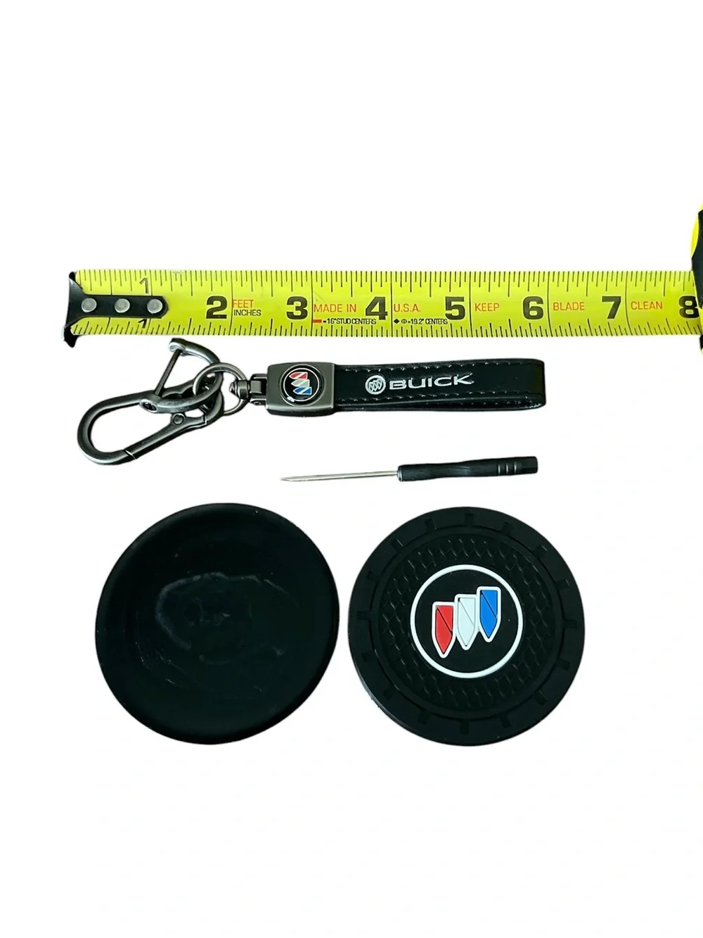 Buick Black Keychain & Car Coaster (2 pc) Accessories Set
